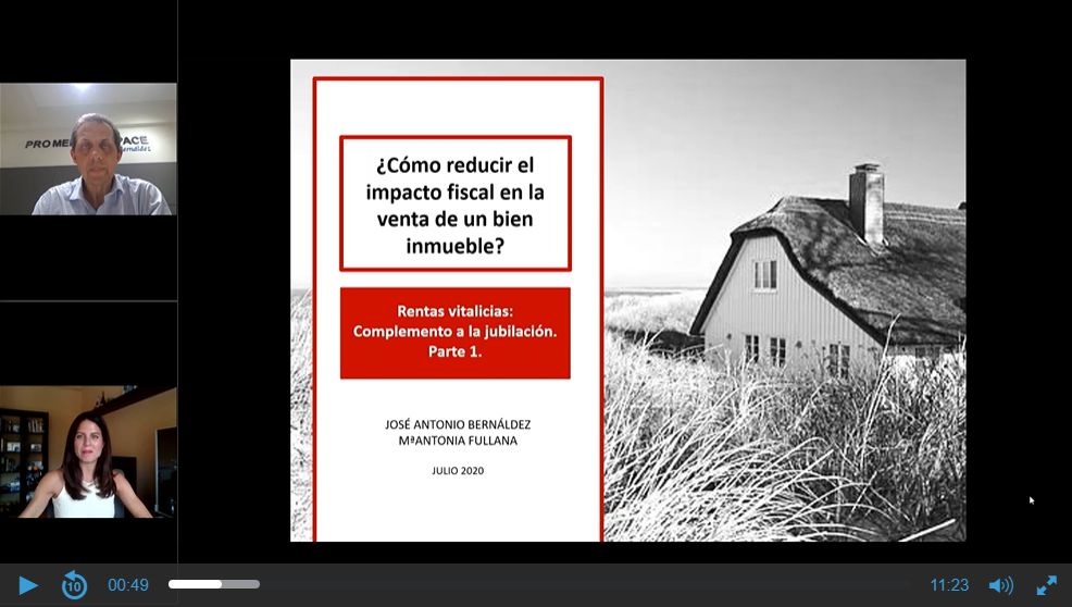 En este artículo os dejamos dos vídeos de un seminario online sobre ¿Como reducir el impacto fiscal en la venta de un inmueble?